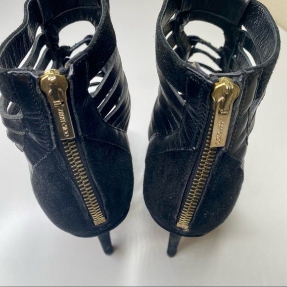 Jimmy Choo Black Leather Caged Heels - Picture 10 of 11